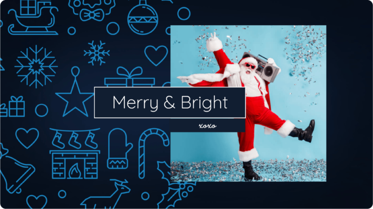 סנטה רוקד עם בום בוקס, 'Merry & Bright' עטיפת אלבום דיגיטלי.